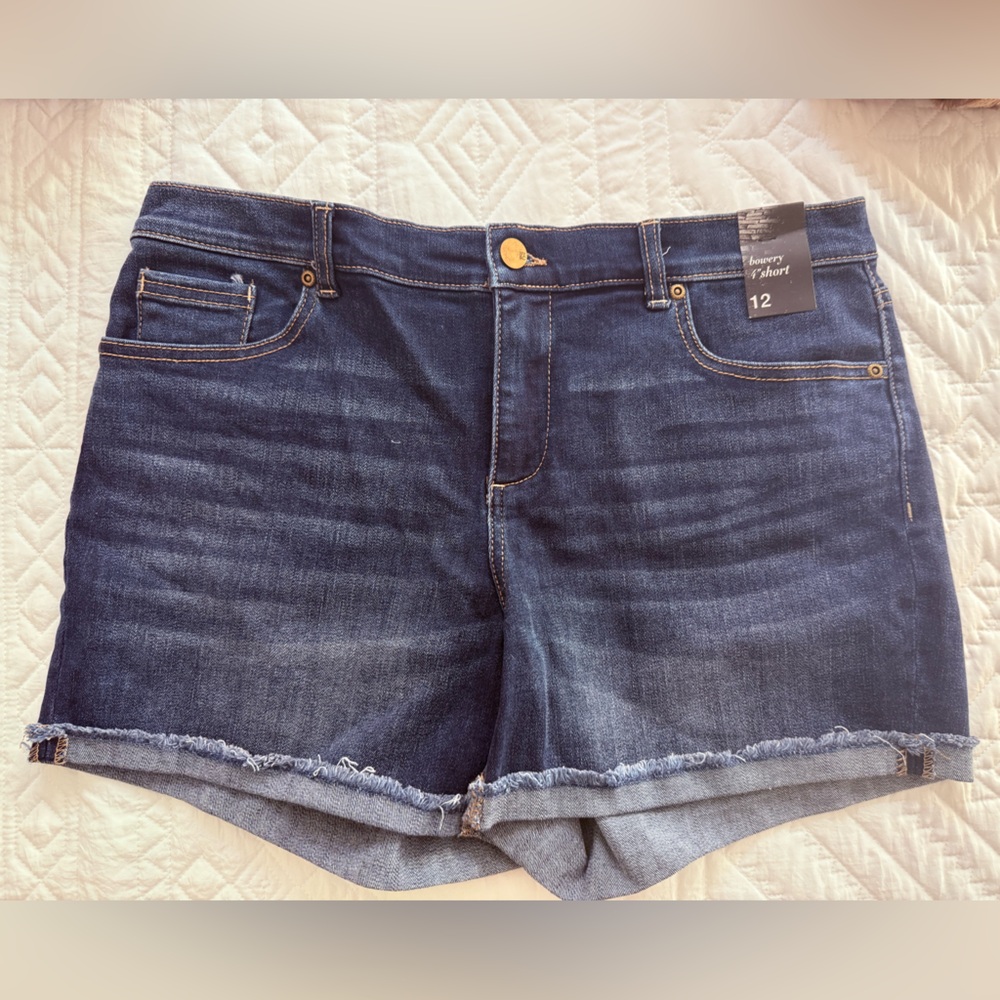 Bowery 4” Denim Shorts – Size 12 | Dark Wash